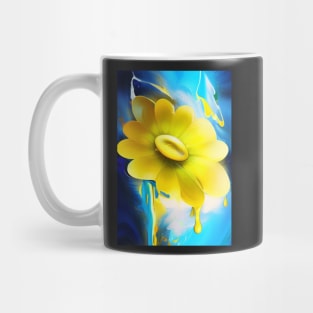 BEAUTIFUL YELLOW FLOWERS BLUE BACKGROUND Mug